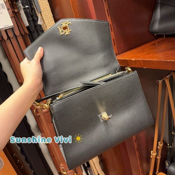 Leather Medium Farrah Satchel | Ralph Lauren NWT Ralph Lauren Pebbled Leather Medium Farrah Satchel Black